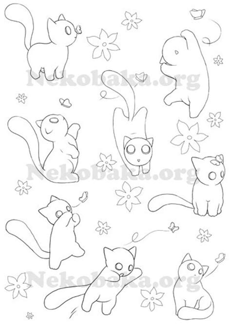 coloring page diy printable cute cat  butterfly  lina