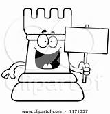 Chess Clipart Cartoon Mascot Rook Holding Happy Coloring Sign Cory Thoman Outlined Vector Queen Idea Smart 2021 sketch template