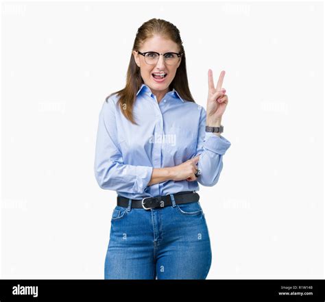 beautiful middle age mature business woman wearing glasses