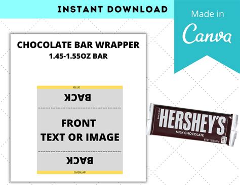 chocolate bar wrapper template hershey bar template etsy