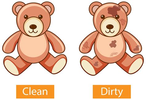 adjectives words  clean  dirty  vector art