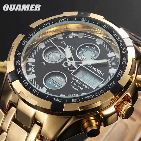 military watches men luxury brand full steel  sports quartz multi function led display