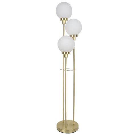 Gold Metal Floor Lamp With 3 White Glass Globes 60 At Home