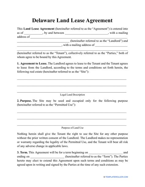 delaware land lease agreement template fill  sign