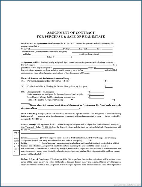 real estate assignment contract form real estate forms real estate