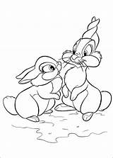 Bambi Coloring Bunnies Pages Disney Thumper sketch template