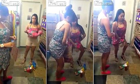 caught on camera shopkeeper forces two women with stolen