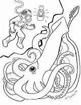 Squid Diver sketch template