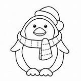 Coloring Penguin Santa Hat Wearing Kids Ice Print Pdf sketch template