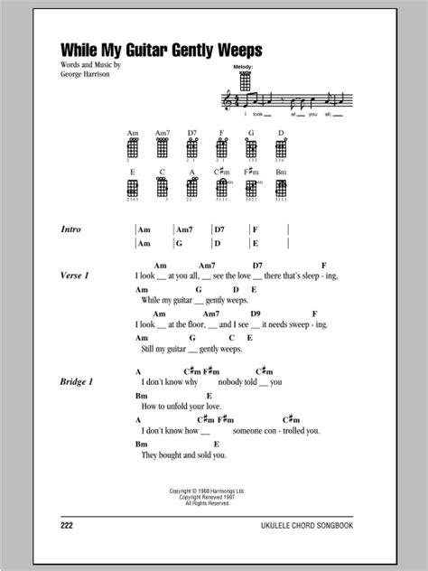 while my guitar gently weeps sheet music by the beatles ukulele with strumming patterns 92650