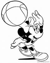 Minnie Coloring Mouse Pages Basketball Sports Playing Disneyclips Disney Funstuff sketch template
