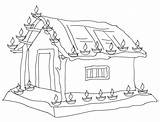 Diwali Pages Colouring Coloring Hut Kids Sketch Drawing Festival Lights Village Nipa House Clipart Lamp Children Pitara Decoration Child Lamps sketch template