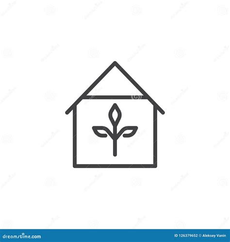 greenhouse outline icon stock vector illustration  pixel