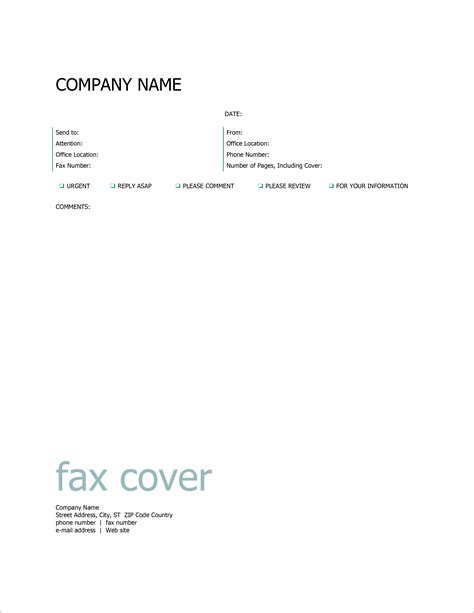fax cover sheet microsoft word template master template