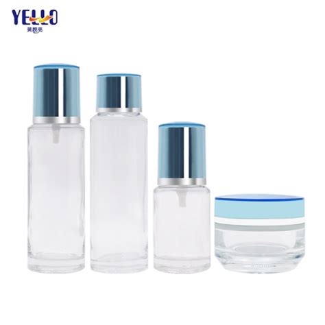 clear serum lotion pump glass bottle  ml luxury glass cream jar