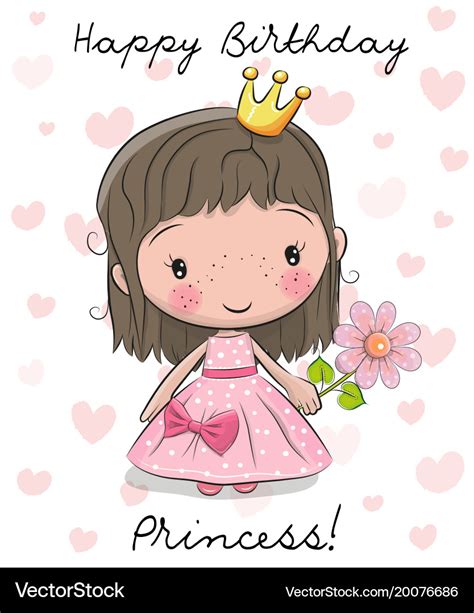 happy birthday card   princess vector image