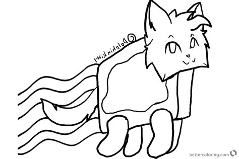 nyan cat coloring pages lineart  dolphinkitty  printable