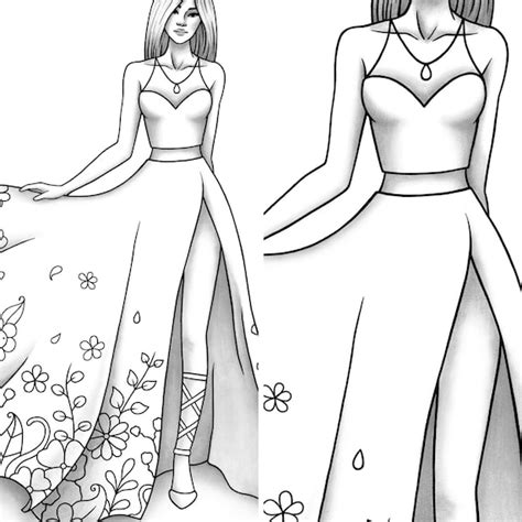 printable coloring page fashion  clothes colouring sheet etsy