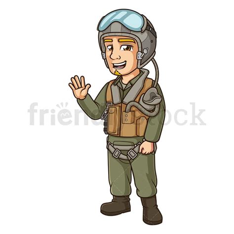 jet fighter pilot waving cartoon clipart vector friendlystock