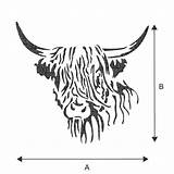 Cow Highland Stencil Simple Colouring Stencils Tattoo Drawing Line Cattle Use Painting Designs Pages Print Patterns Embroidery Etsy Search Bull sketch template