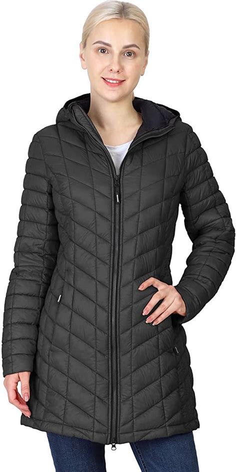 outdoor ventures womens maryan hooded ultra lightweight warm thermolite long puffer coat