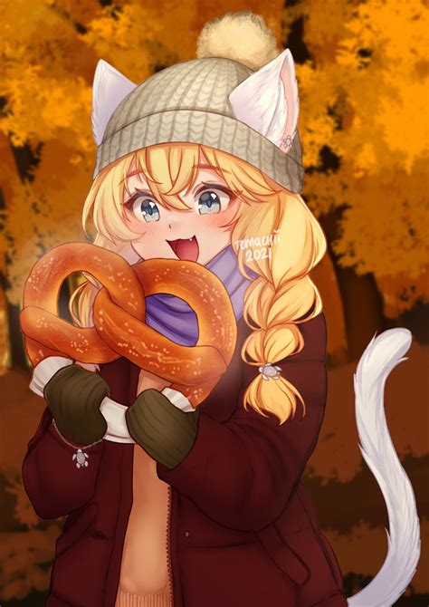 catgirl with a big pretzel [original] r cutelittlefangs