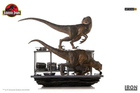 velociraptors in the kitchen diorama 1 10 art scale