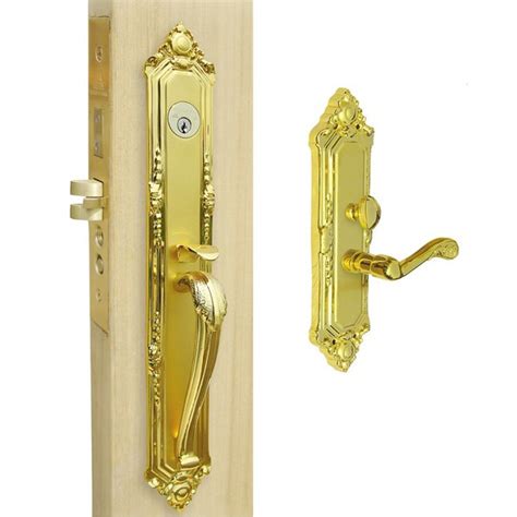 double hill polished brass mortise lock keyed entry door handleset  lowescom