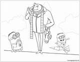 Gru Minions Coloring Pages His Sheets Online Weapon Two Despicable Color Colouring sketch template