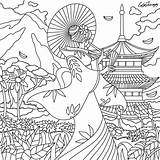 Colouring Kids Drawings Colorier Japonais Geisha Chinese Lineart App Chinois sketch template
