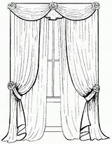 Coloring Pages Curtain sketch template