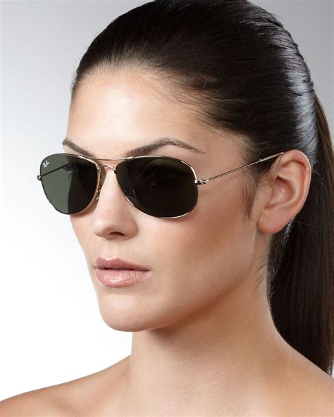 ray ban aviator sunglasses in gold metallic lyst