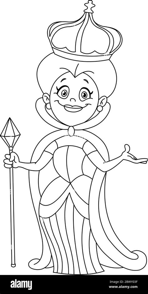 outlined queen vector illustration coloring page stock vector image