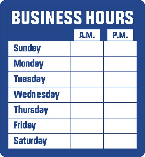 business hours sign template    printables printablee