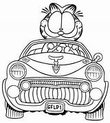 Garfield Coloring Pages Driving Car Para sketch template