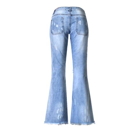 Hualong Women Fashion Ripped Low Rise Flare Jeans Online Store For