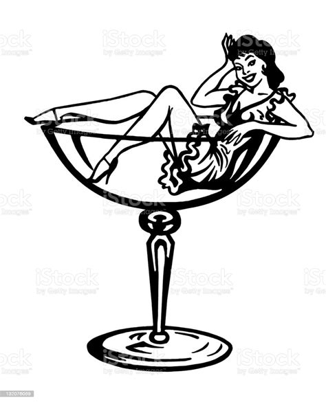 Woman Inside Cocktail Glass Stock Illustration Download Image Now