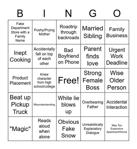 hallmark  bingo card