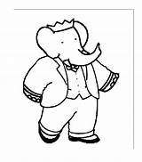 Babar Coloring Kids Pages Cute Print sketch template