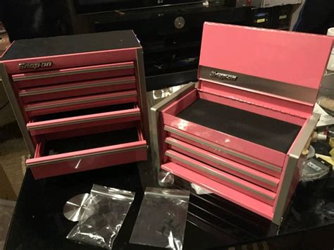rare  snap  tols pink micro tool box top  bottom desk tidy