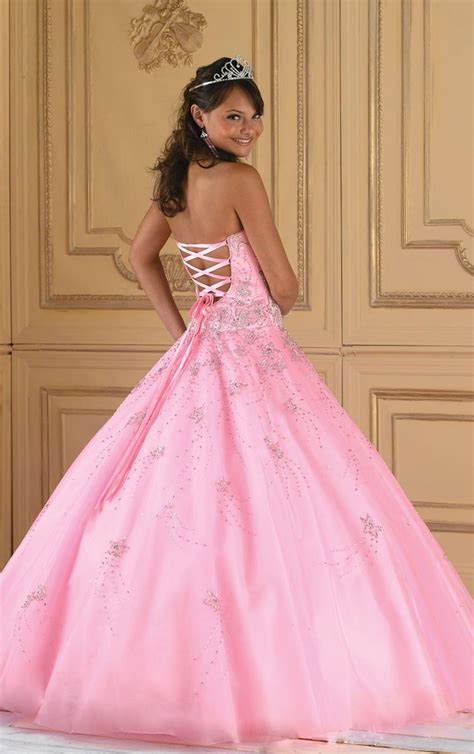 classic pink princess floor length organza strapless dress  beading