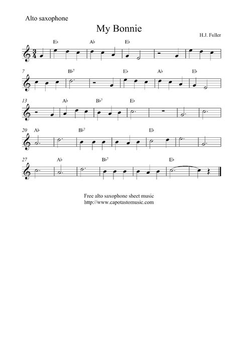 easy alto saxophone sheet   bonnie