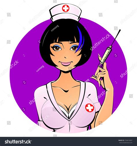 Sexy Asian Nurse Syringe Shot Avatar Stock Vector