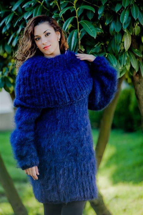 Tiffy Mohair Cowl Neck Sweater Dress Hand Knitted By Tiffysmohair