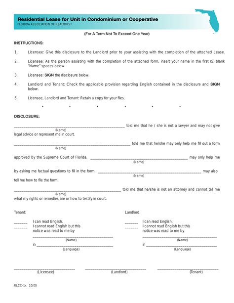 printable florida lease agreement template classles democracy