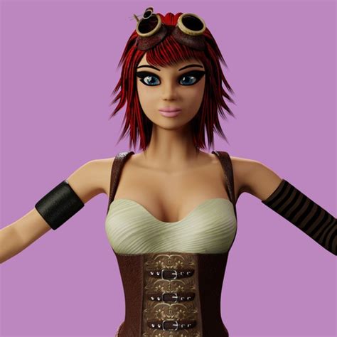 3d Model Steampunk Girl Vr Ar Low Poly Cgtrader