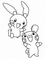 Plusle Minun Emolga Getdrawings Colorings Pokémon Pikachu Colorkiddo sketch template