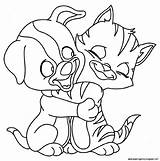 Cat Dog Color Hugging Source sketch template