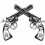 Gun Tattoo Pistol Drawing Guns Pistols Drawings Western Wall Cowboy Tattoos Clipart Twin Stickers Designs Decal Revolver Crossed Transfers Six sketch template