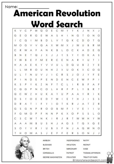 american revolution word search worksheets 99worksheets